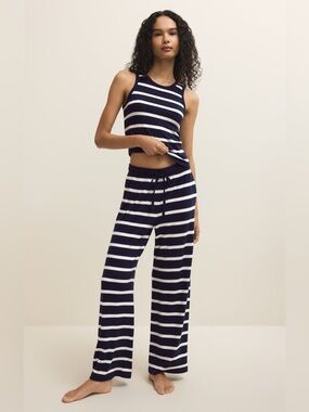 Z Supply Navy & White Striped Wide-Leg Pants Set